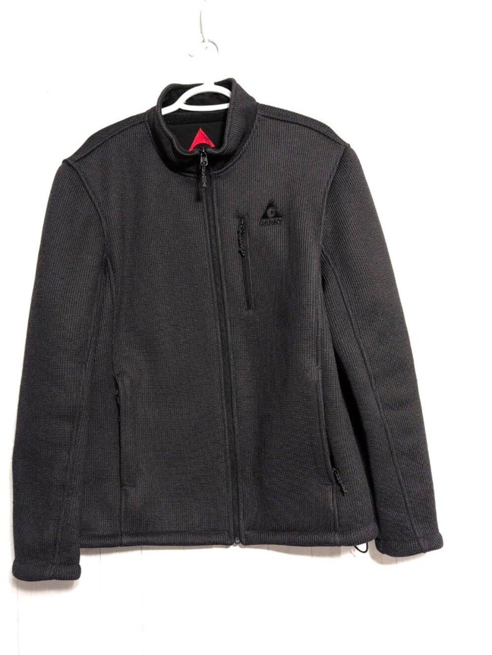 Gerry Men's Thick Waffle Knit Fleece Lined Jacket sz L Charcoal GUC *Some Flaws